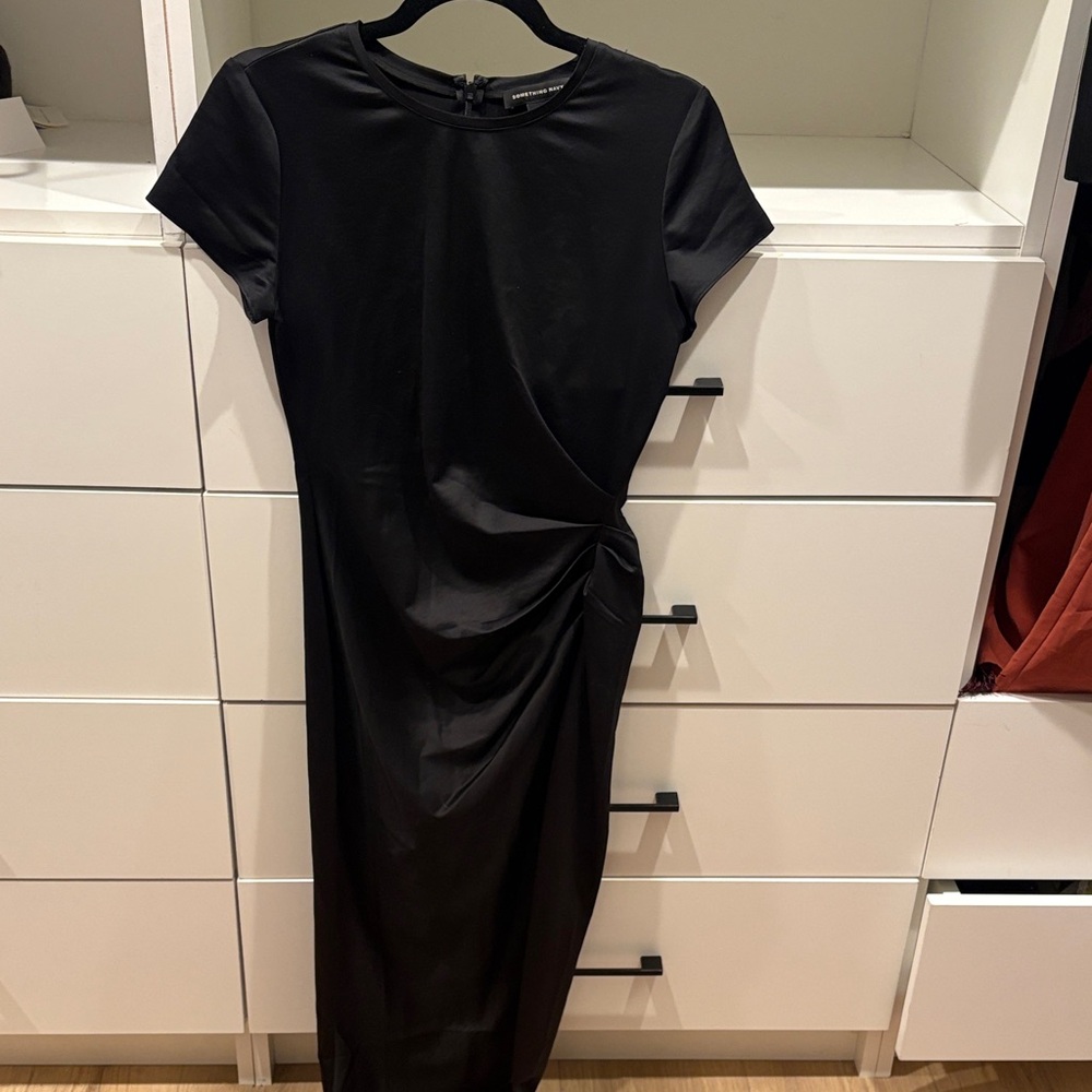 Something Navy Black Midi Dress